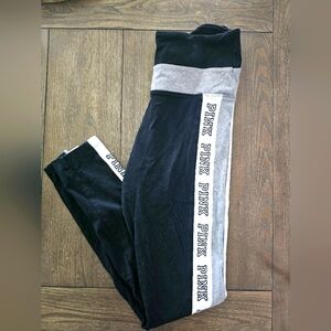 PINK Victoria's Secret Leggings - Black and Gray with Pink Logo